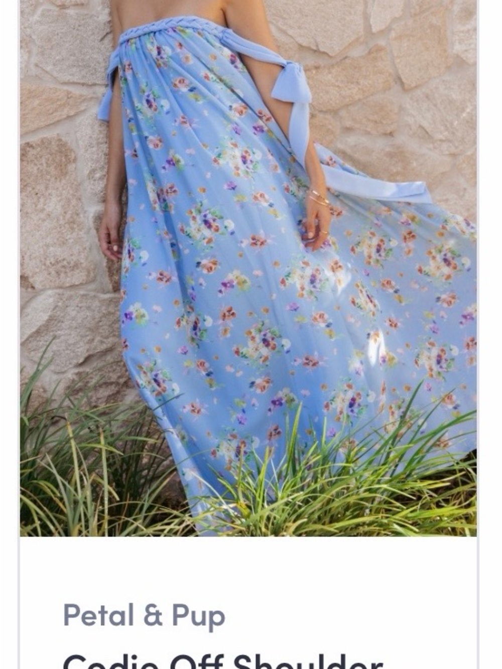 Petal & Pup Light Blue Floral Off-Shoulder Maxi Dress Sz medium - Picture 1 of 1